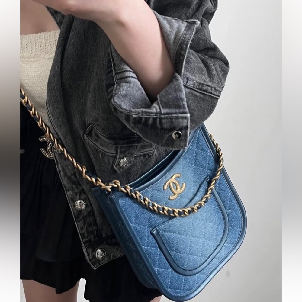 Chanel Blue Quilted Denim Hobo Bag - Picture 9 of 13